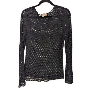 i.e. 100% Rayon‎ Black Open Knit Top Size XL